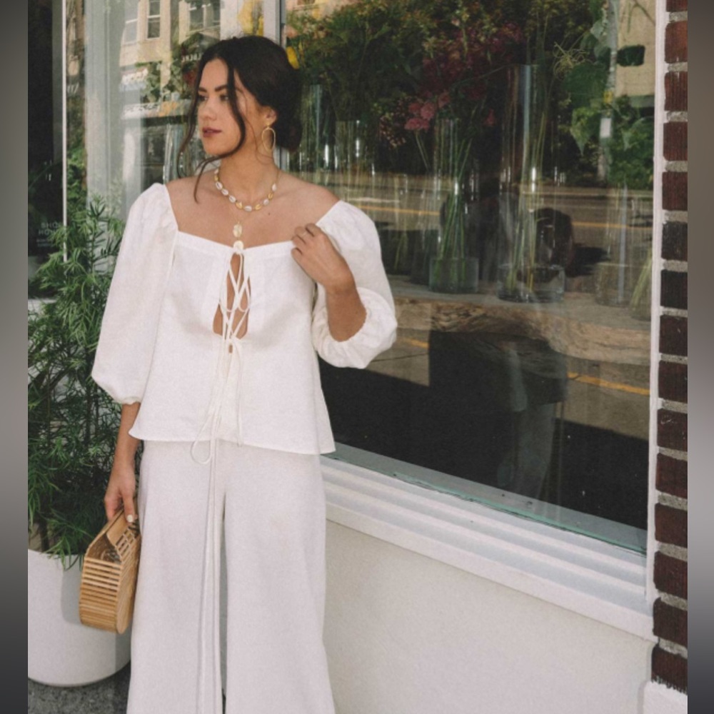 CULT GAIA Aurel Bow Tie Puff Sleeve Top